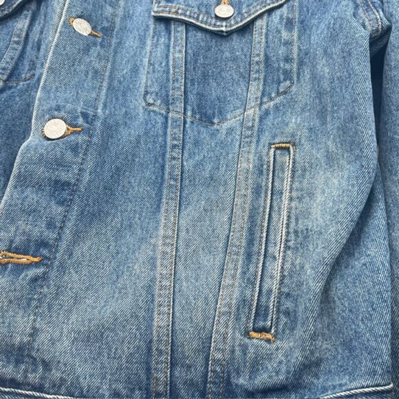 VTG 90s Gibson Guitar Men's Large Embroidered Blue Trucker Denim Jacket USA - Picture 8 of 16